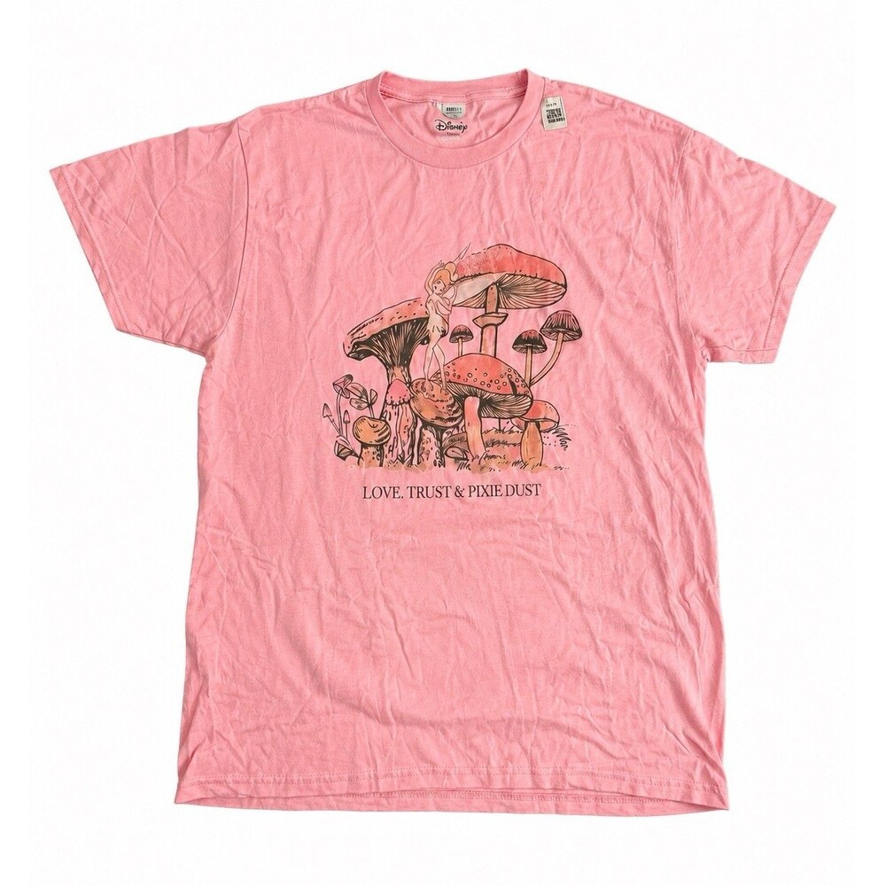 Disney Tinker Bell Pink Graphic Tee XL Crew Neck Short Sleeve Port & Company